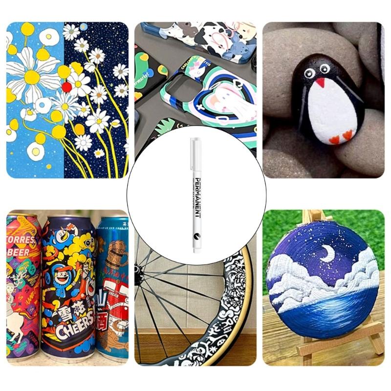 1/12 Stück Weißer Permanentmarker 0,2 mm Spitze Schnelltrocknend Wasserfest Für Papier Leder Stein Holz Glas Kleidung Metall