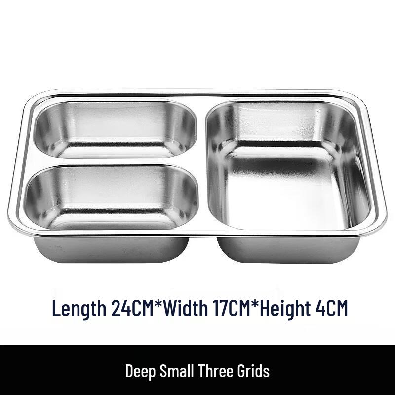 

San Jiao Long 3-Compartment 304 Stainless Steel Food Tray