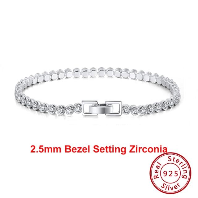 

Подлинный теннисный браслет из стерлингового серебра 925 пробы с прозрачным кубическим цирконием, серебряный браслет для девочек, праздничная бижутерия, цепочка на руку Sb61 20cm