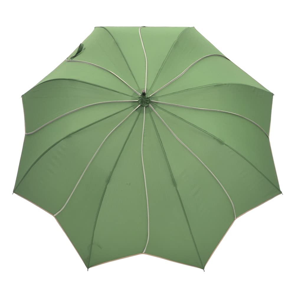 Duży Kwiat Długi Trudny do Zdobienia Rura [Chinoiserie Modern] Parasol, Damski, Motyw, Parasol, Głęboki, Mokry, (Zielony)