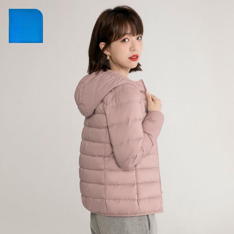 

Женская короткая пуховая куртка с капюшоном на 2023 год - Теплое пальто из пуха белой утки для осени и зимы L (54-59 kg)