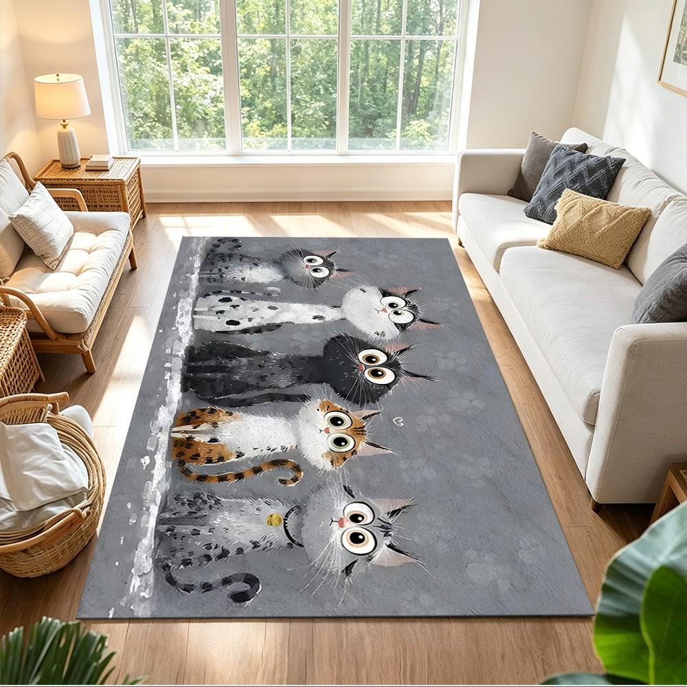 Sunflower Field Cat Dream Non-Slip Home Carpet Design for Office Decor Living Room Bedroom Gift