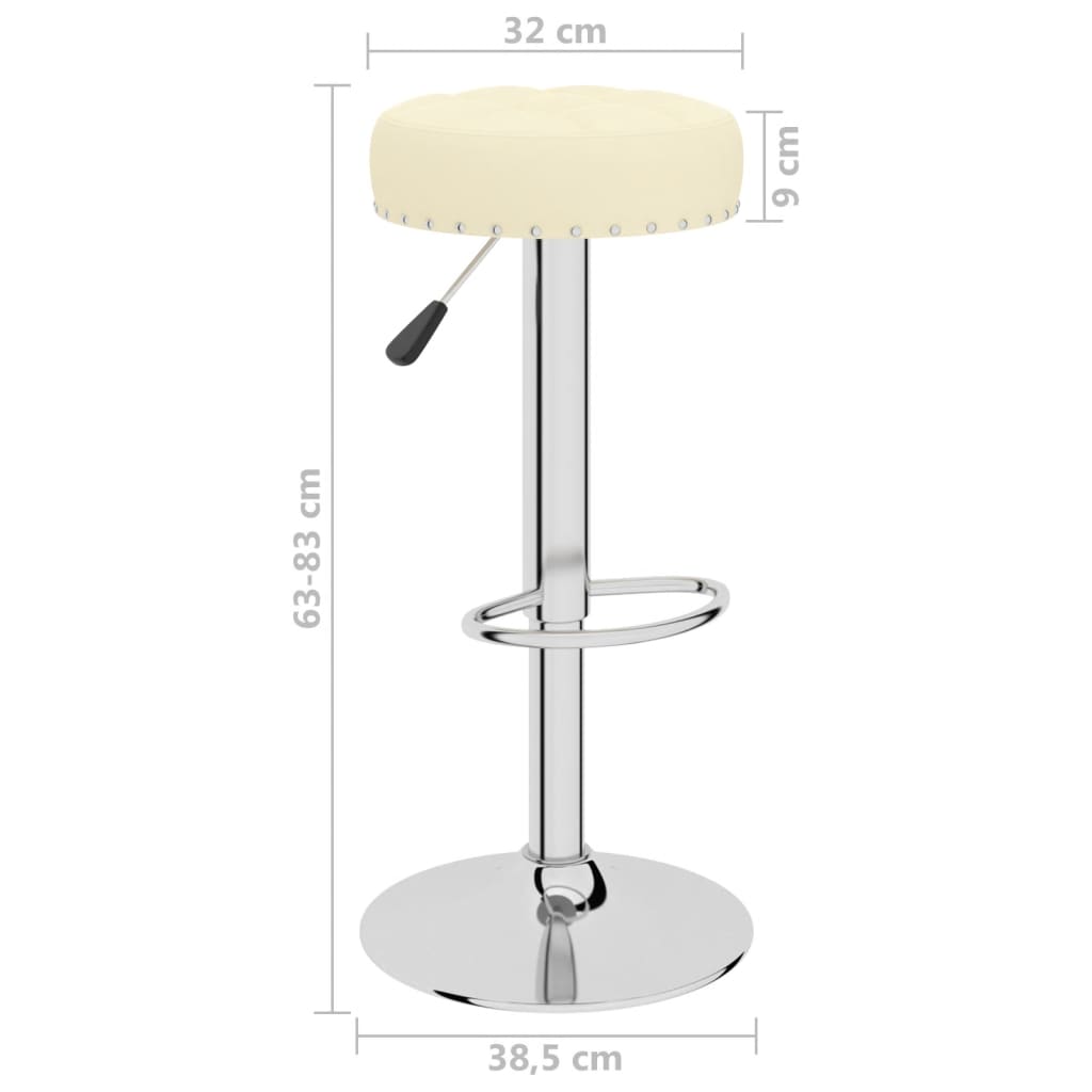 Bar Stool Set of 2 Cream Fabric