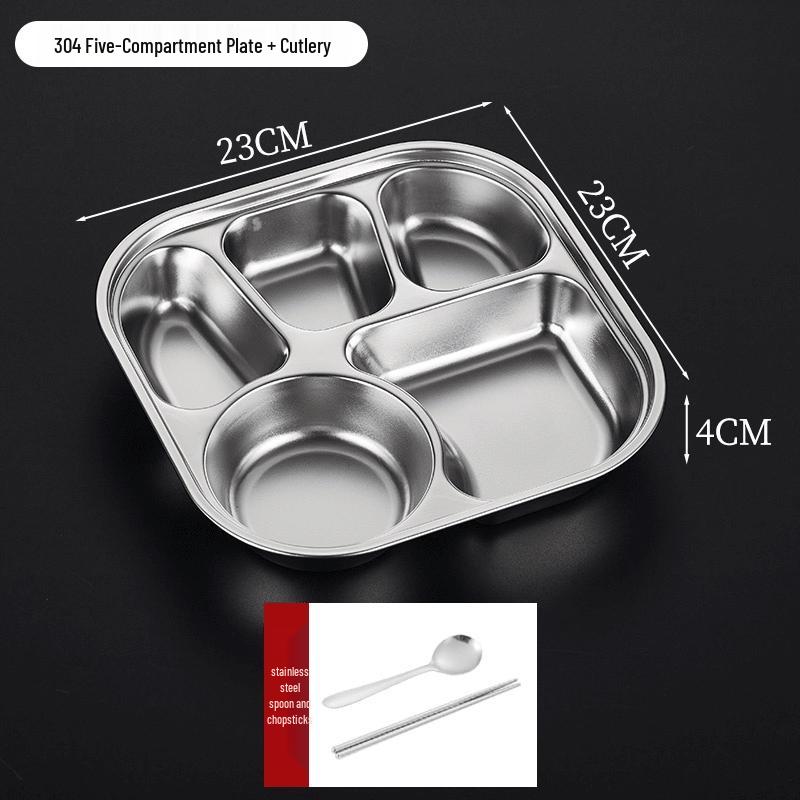 316 Stainless Steel Segmented Meal Tray with Sealed Lid