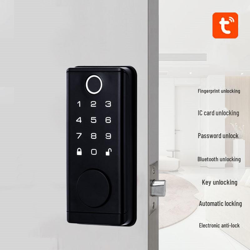 Smart WiFi Graffiti Lock: Electronic Deadbolt for Wooden Doors with Fingerprint, Key Card, and Password Access