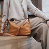 Lightweight Leather Shoulder Bag Niche Large Capacity Soft Leather Oblique Span Bag Women's Wide Shoulder Strap