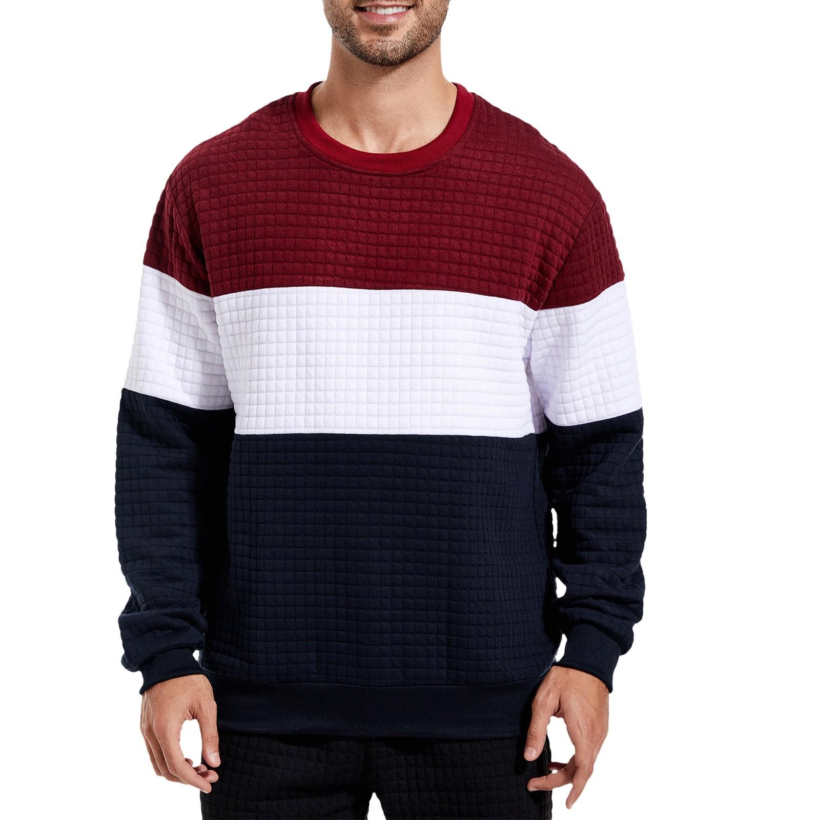 

Мужская свободная толстовка без капюшона с цветными блоками, мужская повседневная модная спортивная толстовка без капюшона L тёмно-синий