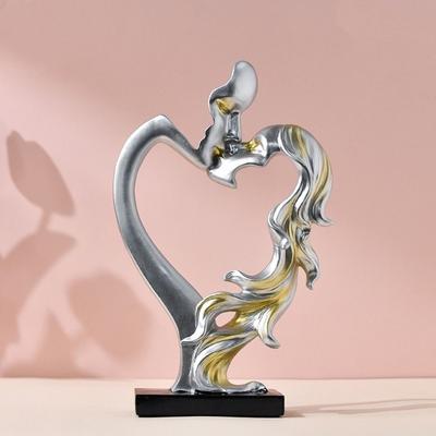 Abstract Couple Statue Heart Shape Kissing Couple Sculpture Lovers Sculpture  Living Room