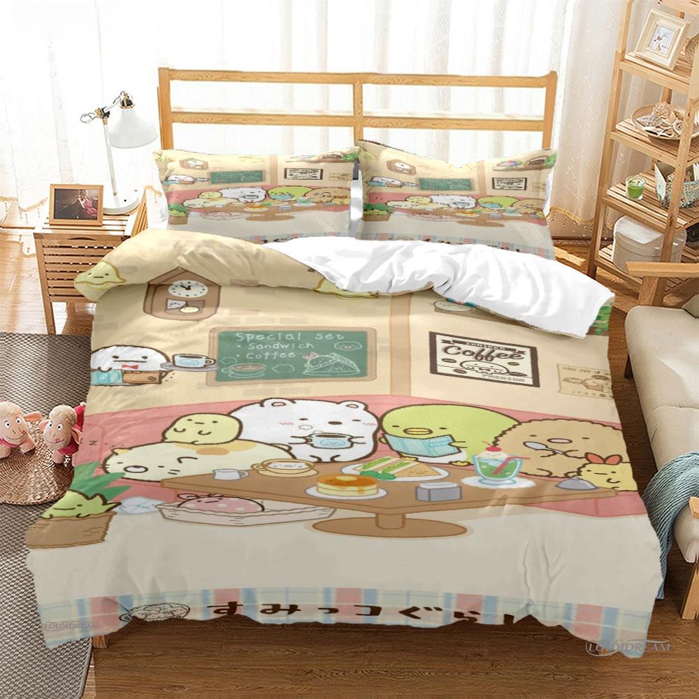 Cartoon Sumikko Gurashi Anime Cute Duvet Cover Funny Kawaii Bedding Set Soft Quilt Cover And Pillowcase Single_Double_Queen_King