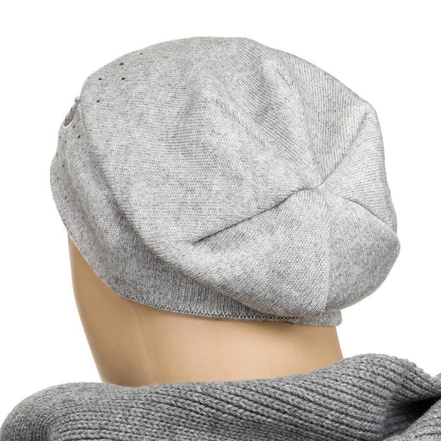 Szara Czapka Beanie Damska Z Dzianiny - Peterson