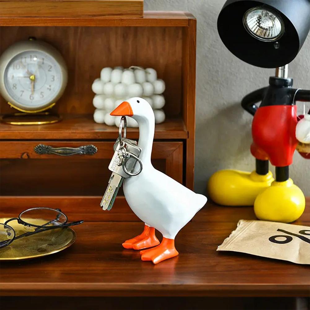 Cute Duck Statue Key Hanger Kawaii Magnetic Silly Goose Figurine Cute Goose Resin Statue Housewarming Gifts for Women Men