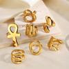 Personalisierte Edelstahl-Linienringe für Damen, Geometrisch, Unregelmäßig, Offen, Minimalistisch, Stilvoll, Kein Verblassen, Bankett Schmuck, Geschenke