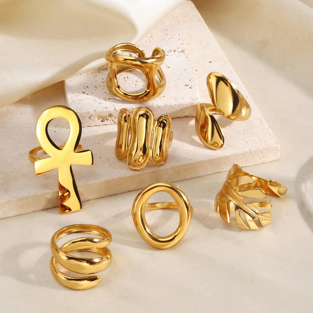 Personalisierte Edelstahl-Linienringe für Damen, Geometrisch, Unregelmäßig, Offen, Minimalistisch, Stilvoll, Kein Verblassen, Bankett Schmuck, Geschenke