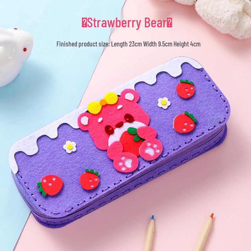 Cartoon Pencil Case for Students and Children: DIY Sewing Kit with Non-Woven Fabric.
