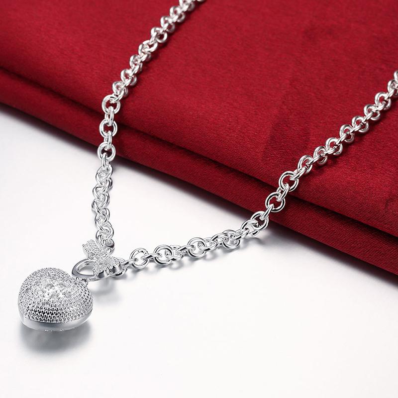 Modische Hochzeitsschmuck-Sets aus 925er-Silber mit Herz-Halsketten, Armbändern und Ringen für Damen