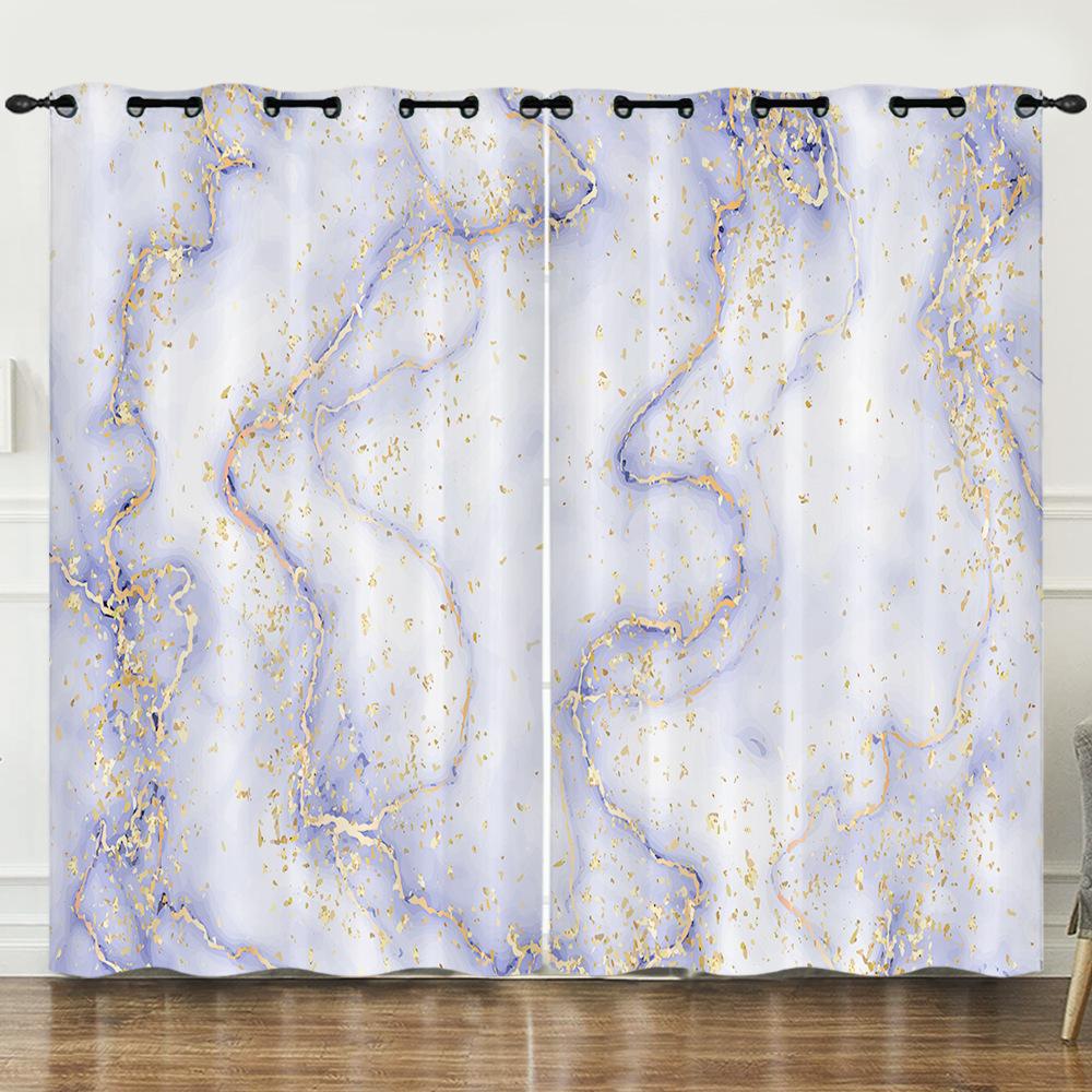 Curtains Wind Marble Texture Bedroom Curtains Digital Printing Blackout Curtains No Punching