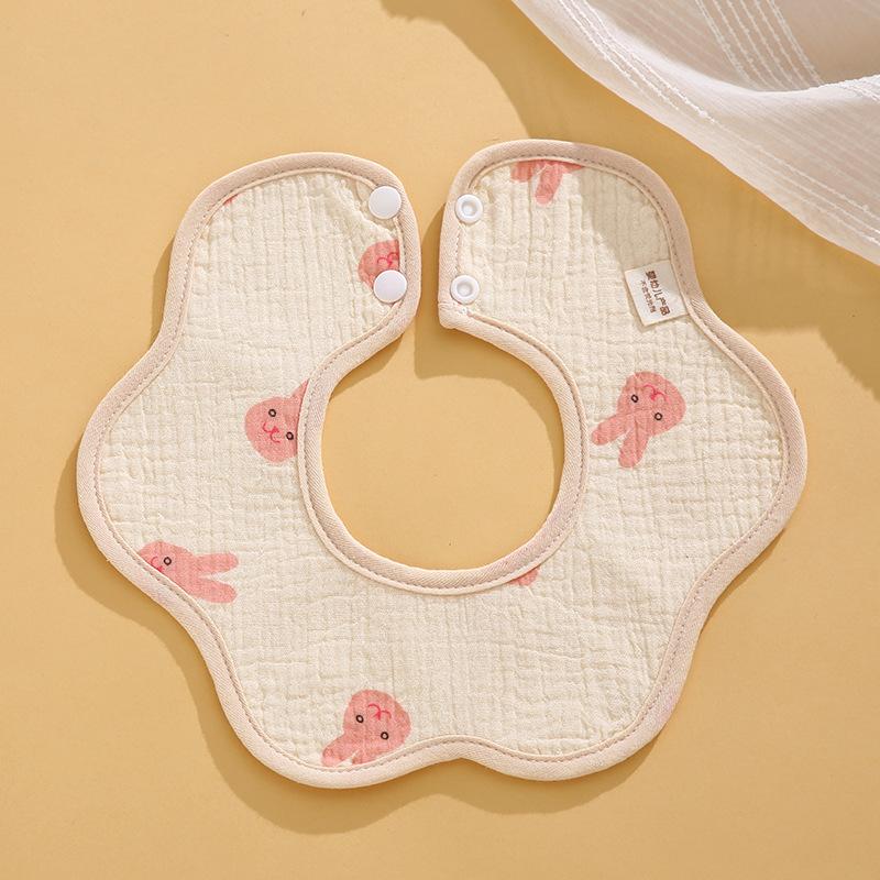 Class A Newborn Baby Saliva Towel Crepe Waterproof Petal Bib Autumn Winter Children Eating Cartoon Cotton Bib