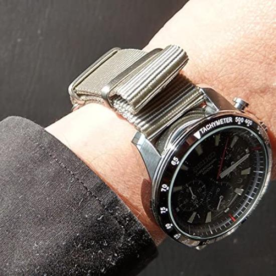 22mm NATO G10 Ballistic Nylon Watch Military [time+] Strap, Band, Gray/Brushed