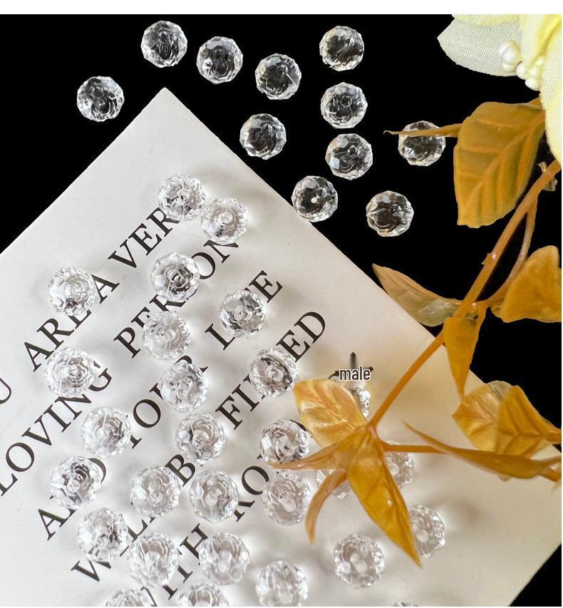 Faceted Acrylic Crystal Transparent Flat Beads for DIY Hairpins and Headwear