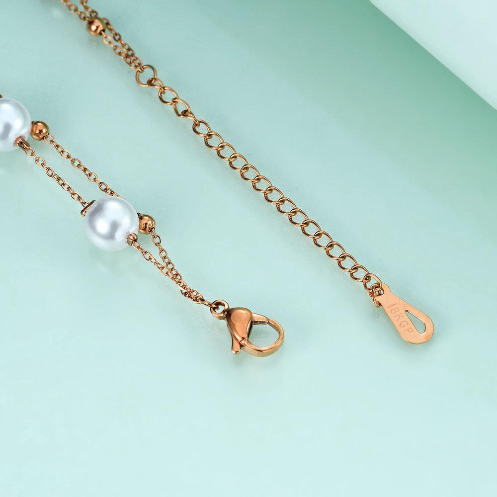 Bracelet à double couche en acier inoxydable avec perles créatives européennes et américaines pour femmes