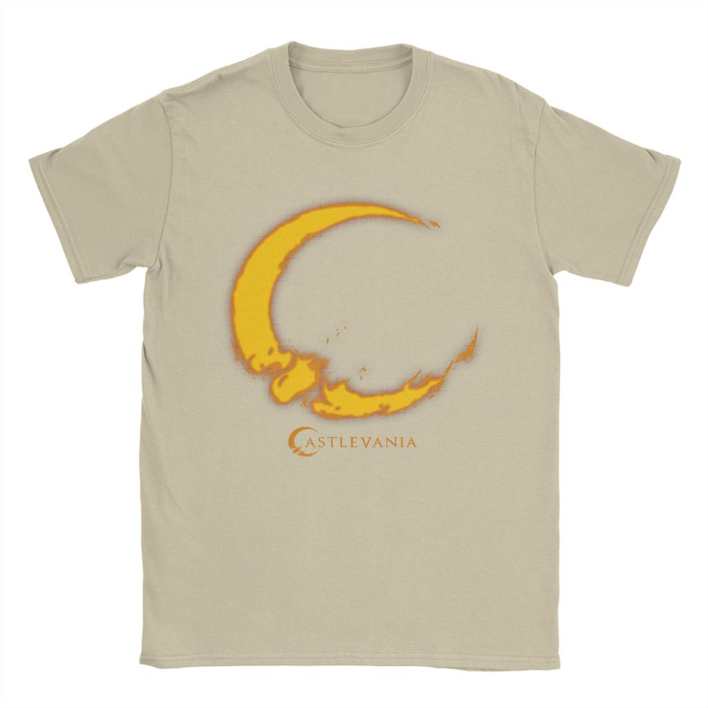 Castlevania Crescent Moon Fire Logo Hipster T Shirts  Pure Cotton Tee Shirt for Man Y2K Classic Loose Short Sleeve Clothing