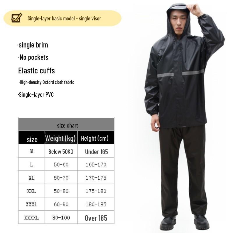 

Thickened Full-Body Stormproof Raincoat and Pants - Reflective, Lengthened Set for Cycling and Riding L
