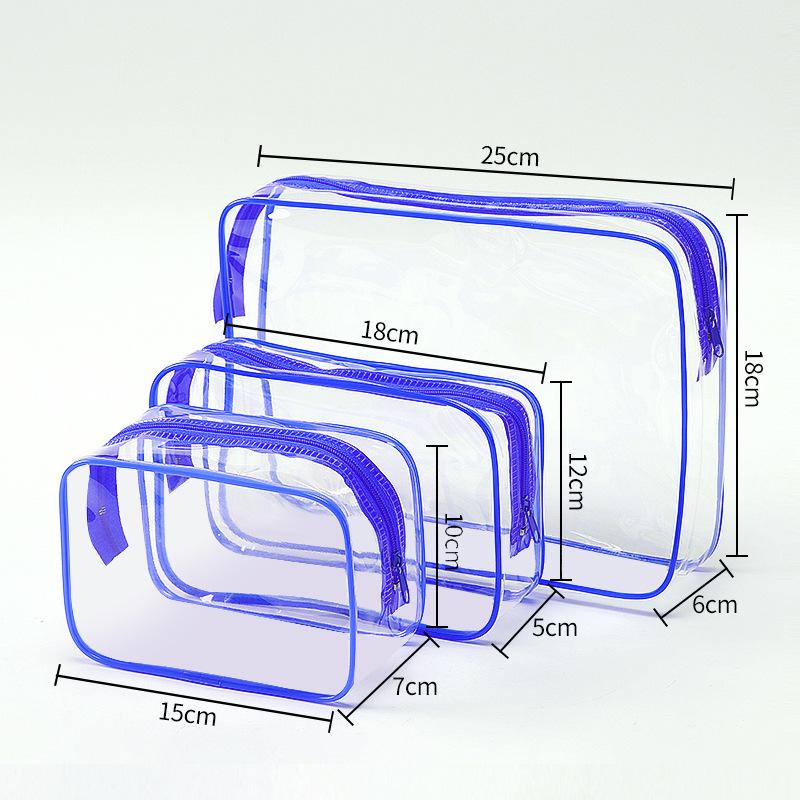3Pcs Transparent Pvc Cosmetic Bag Waterproof Zipper Clear Makeup Pouch Portable For Travel Bathroom Storage