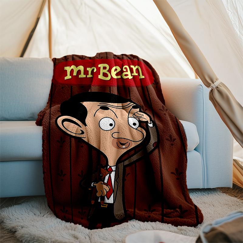 1pc Mr Bean1 Theme Blanket - Digital Print, Polyester, Cozy for All Seasons, Perfect for Outdoor, Camping, and Travel