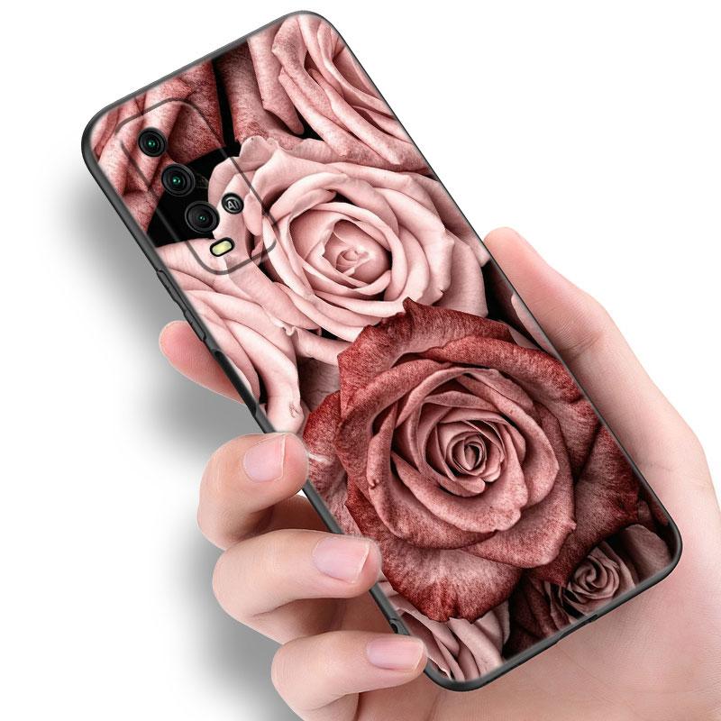 Beautiful Rose Bling Picture Phone Case For Xiaomi Redmi Note 5 6 9T K20 K40 K50 Pro 7A 8A 9A 9C 9i 10A 10C A1 S2 Black Cover