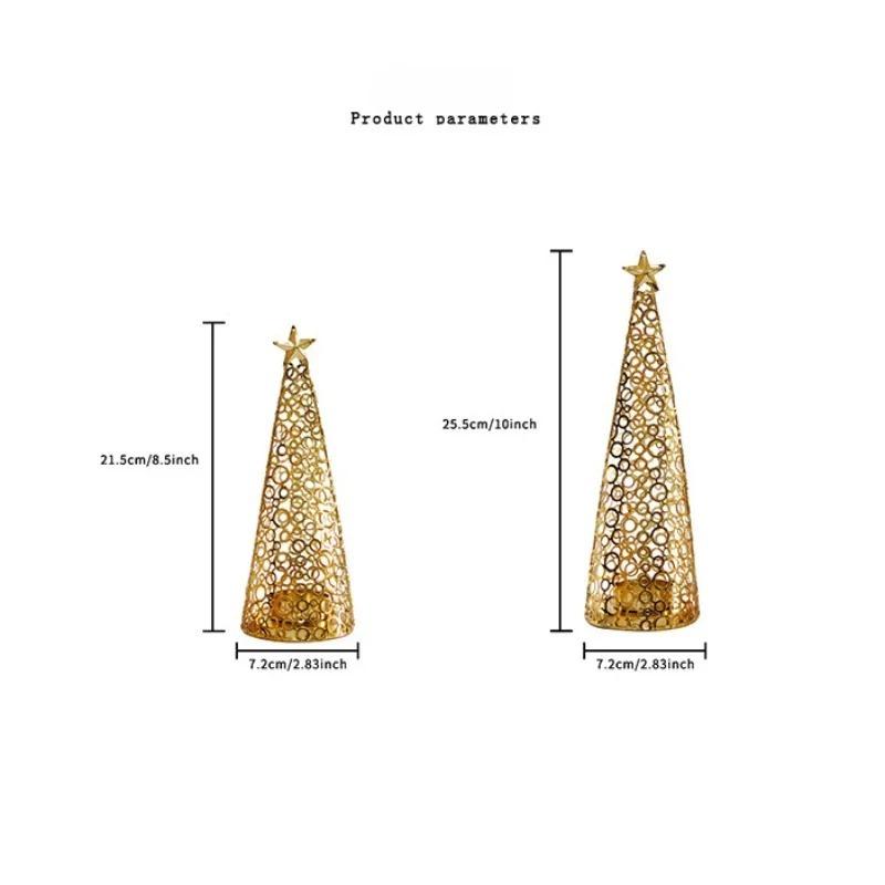 European Metal Christmas Tree Candle Holder Holiday Decoration Tea Light Cup Table Holiday Party Home Decoration Accessories