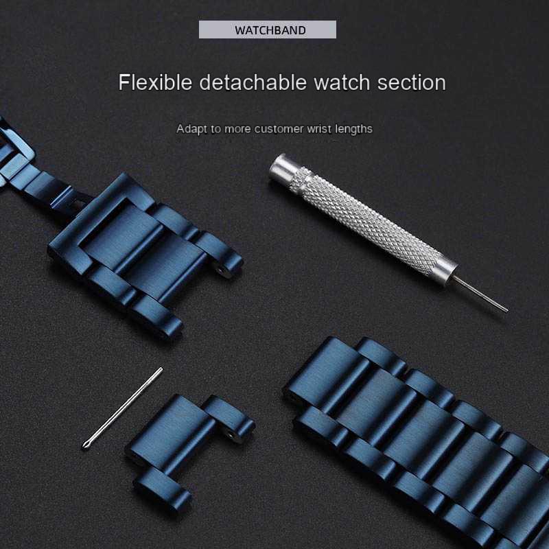Cinturino per orologio in acciaio inossidabile blu Per Rossini CITIZEN Tissot Cinturino per orologio Catena in acciaio inossidabile Metallo Cinturino in acciaio massiccio 20 21 22mm