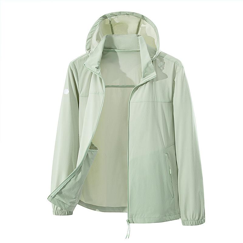 1011 popular couple summer sunscreen clothes men's elastic breathable skin clothes women's sports and leisure removable hat thin jacket