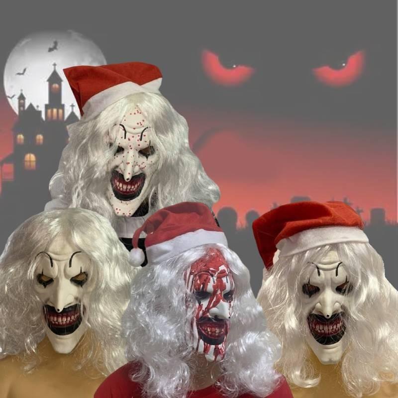 Maschera da Clown Terrifier 3 Realistica 2024 Bianco e Nero Lattice Horror Costume Prop