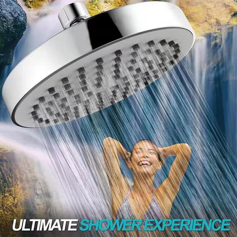 6 Inch Rainfall Shower Head-High Pressure Luxury Chrome Finish ABS Large Anti-Clog Nozzles Strong Flow Easy Installation
