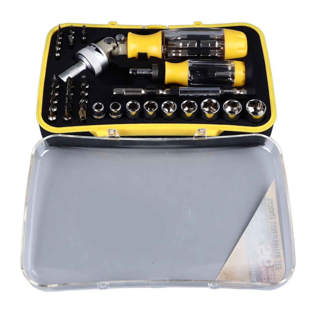 Ratschenschraubendreher-Set 56 in 1 Multifunktional Kohlenstoffstahl und Gummi Schraubendreher-Bits und