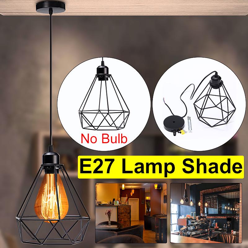 E27 Loft Vintage Pendant Light Lampshade Industrial Metal Cage Light Home F