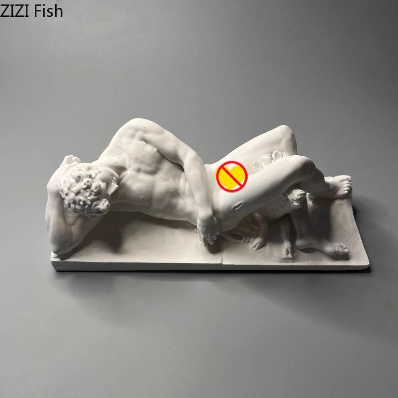 Statua in Gesso di Ares e il Cinghiale Decorazione da Scrivania Ornamenti Personaggi Scultura Schizzo Pratica Colorazione Strumento Didattico