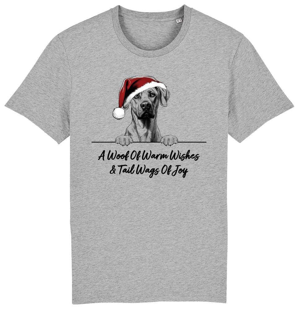 

RHODESIAN RIDGEBACK Christmas Dog T-Shirt Adults Kids Woof Wishes Tail Wags Xmas M