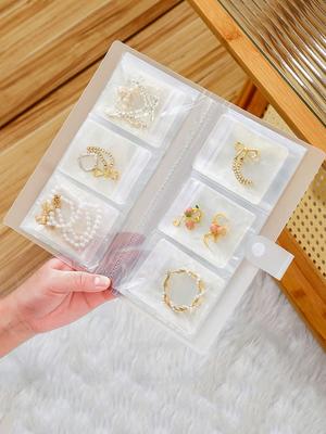 Jewelry Storage Box Earrings Anti-Oxidation Ring Hand Decoration Transparent Dust Storage Bag Necklace Jewelry Book Sealed Bag