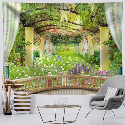 Tapisserie murale suspendue en Polyester avec vue sur la forêt, couverture psychédélique, Style Hippie Boho, décor de salon