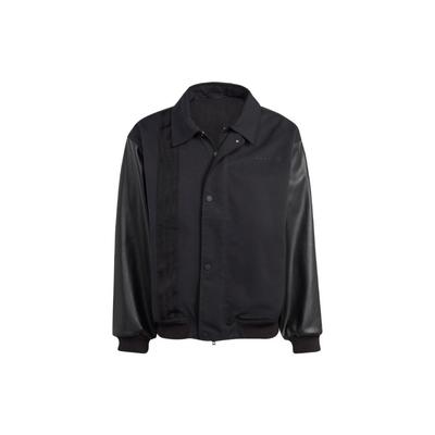 Logo Embroidered Patchwork Single-Breasted Jacket Men Outerwear Black IC8400