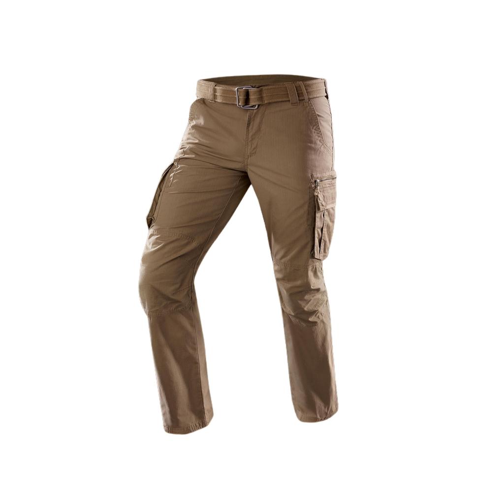 DECATHLON FORCLAZ TRAVEL100 Hiking Durability Solid Color Slim Cargo Pants Men's Brown