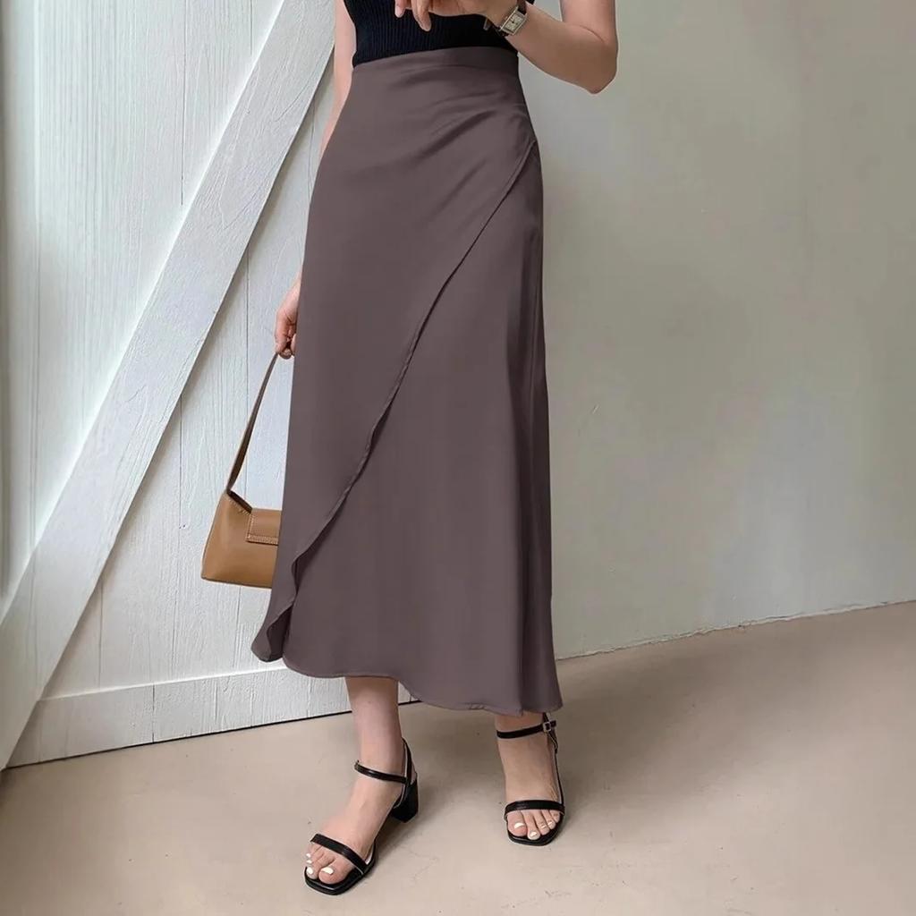 Imitation Silk Skirt Satin New Midi-length