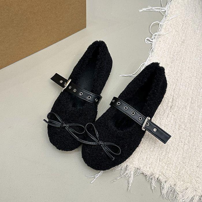 

Women s Velvet Mary Jane Moccasins – Furry Slip-On Flats for Autumn/Winter 40