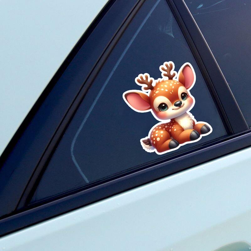 Beautiful and Cute Sika Deer Car Stickers Scratch Blocking Self-Adhesive Waterproof Decal, Used for Car, Laptop, Motorcycle, Van, RV