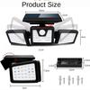 Solar Induction 138LED Three Head Rotatable Wall Lamp Outdoor Light Control Waterproof Road Lighting Courtyard Street Lamp
