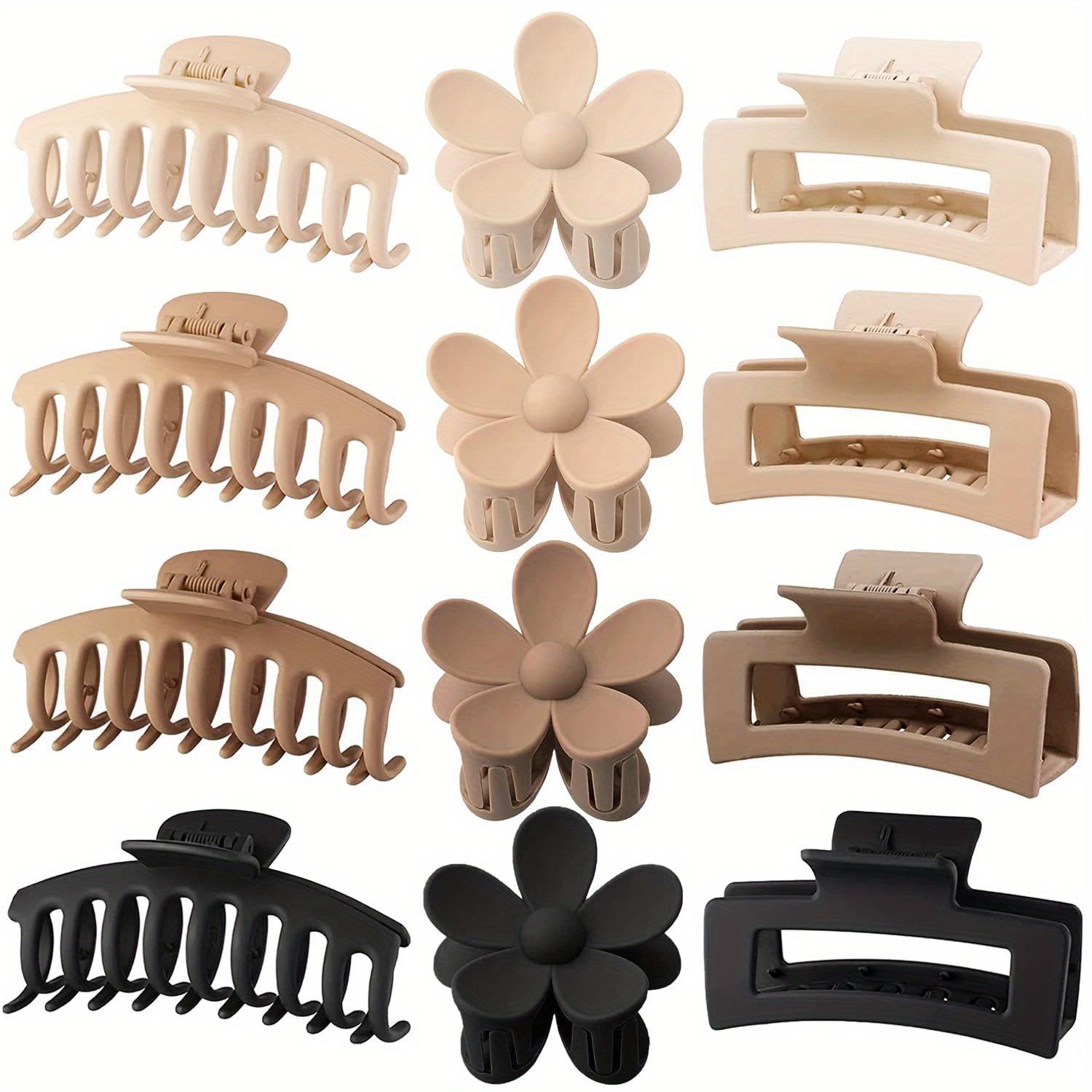 

12pcs/set Hair Claw Clips Flower Shape Claw Clips Square Jaw Clips Ponytail Holder Hair Clips Hair Accessories For Women Female 12 pieces