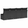 Vidaxl Sofa Ogrodowa Z Poduszkami, 4-Osobowa, Czarna, Polirattan
