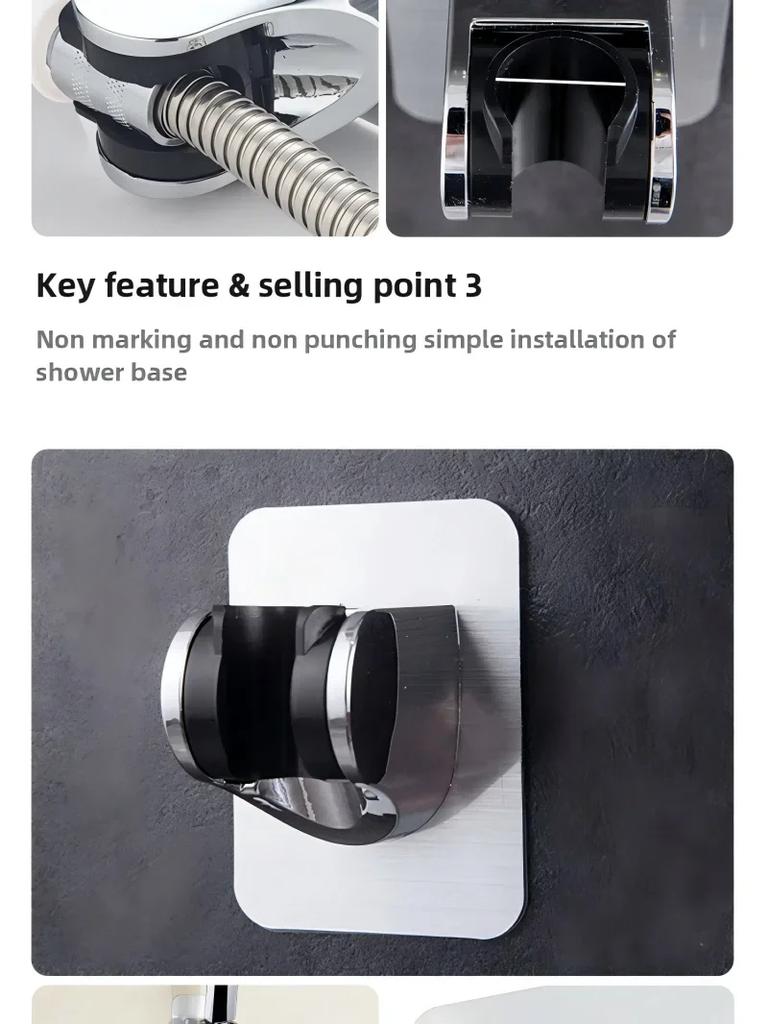 Wand-Duschkopfhalterung, selbstklebend, verstellbar, ohne Bohren, universell, Haushaltszubehör