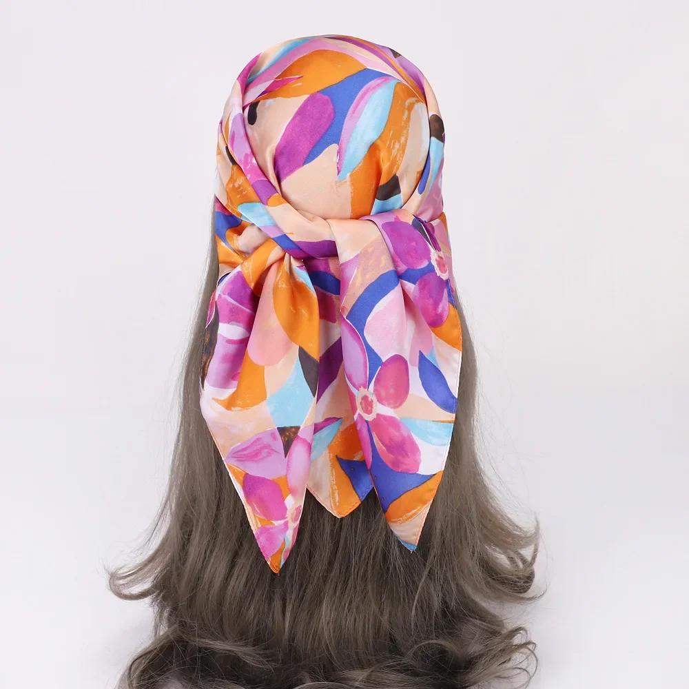 70*70cm Spring and New Small Square Scarf Outdoor Luxury Hairband Small Headscarf Soft Silky Kerchief Hijab Lady
